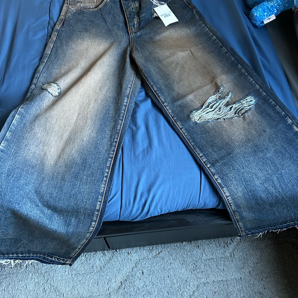 Men's Distressed Blue Jeans